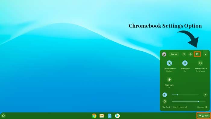Chromebook settings screen